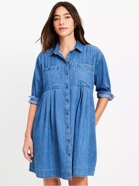 Loft Denim Button-Front Shirt Dress